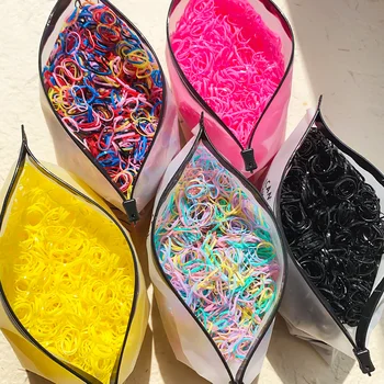 500/1000/2000pcs Girls Colourful Disposable Rubber Band Hair Ties Headband Children Ponytail Holder Bands Kids Hair Accessories 6