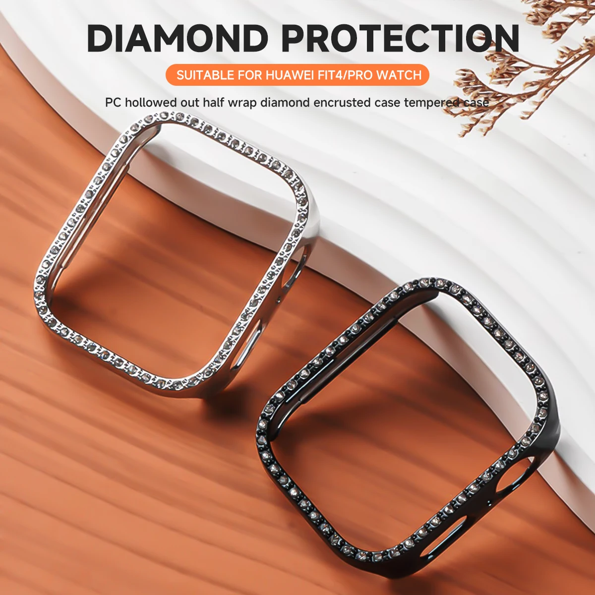 Diamond-Embellished All-Around Protective Watch Bumper Cover