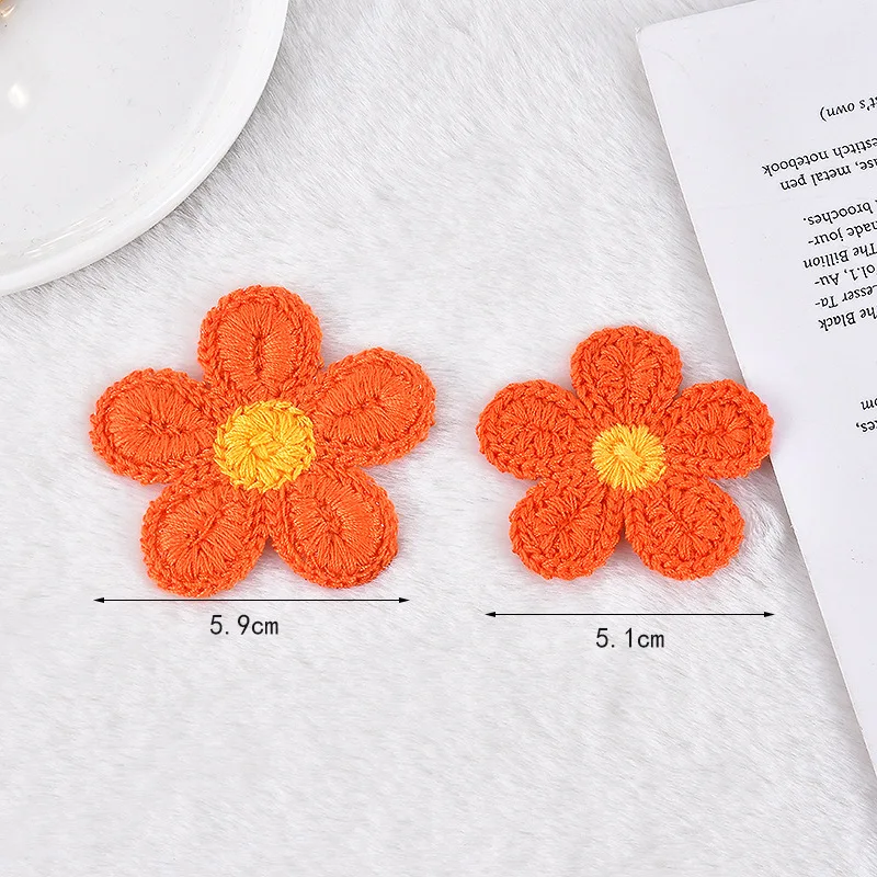 20Pcs Embroidered Wool Flower Applique for DIY Clothes Hat Shoes Crafts Sewing Supplies Patches Headwear Hair Clips Decor Access