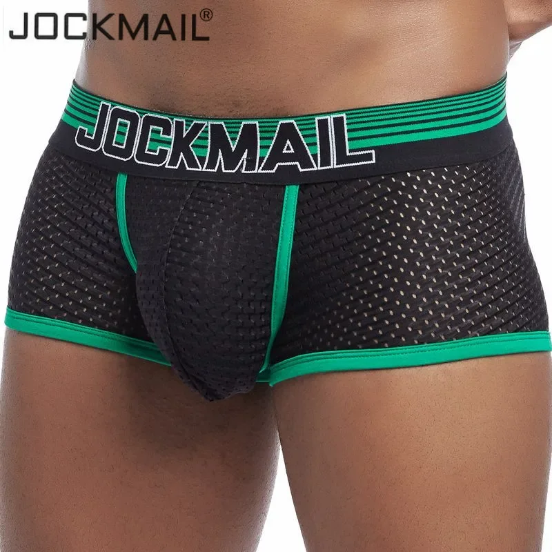 

Трусы-боксеры JOCKMAIL мужские сетчатые, пикантное нижнее белье, дышащие шорты-боксеры, трусы для геев