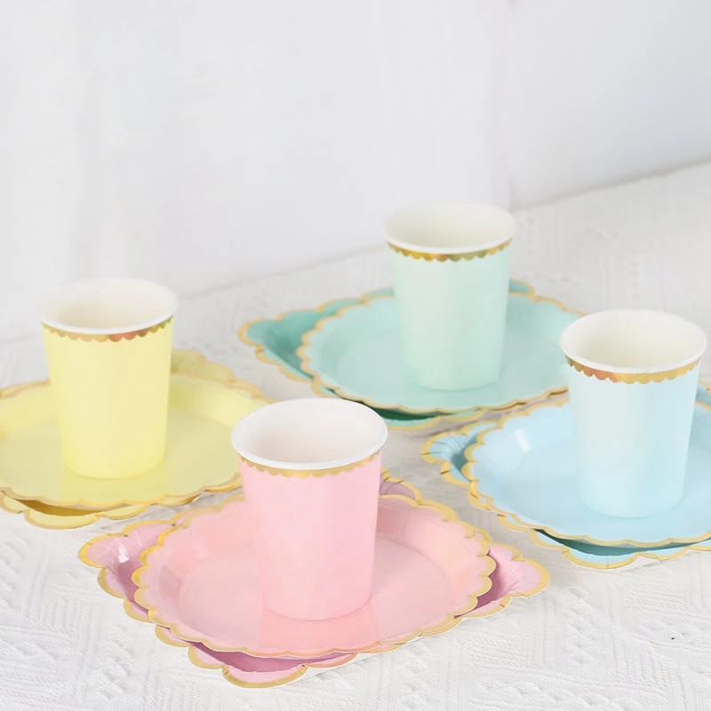 Solid Color Disposable Tableware - Pink  Blue Baby Shower  Birthday Party Supplies