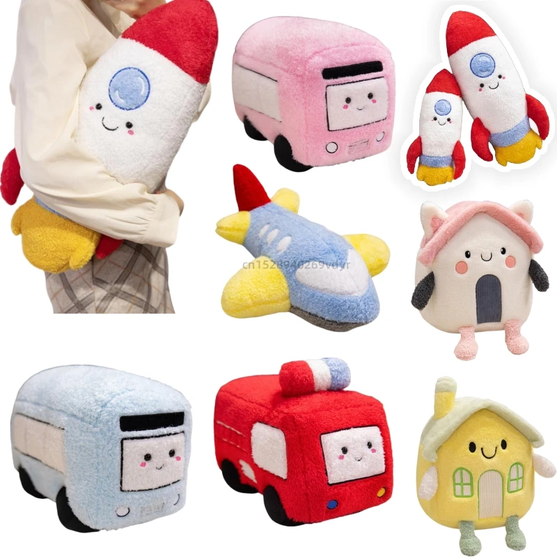 Soft House Car Airplane Throw Pillow Super Soft Cartoon Plush Toys Baby Sleeping Comfort Doll Christmas Halloween Gifts Gift