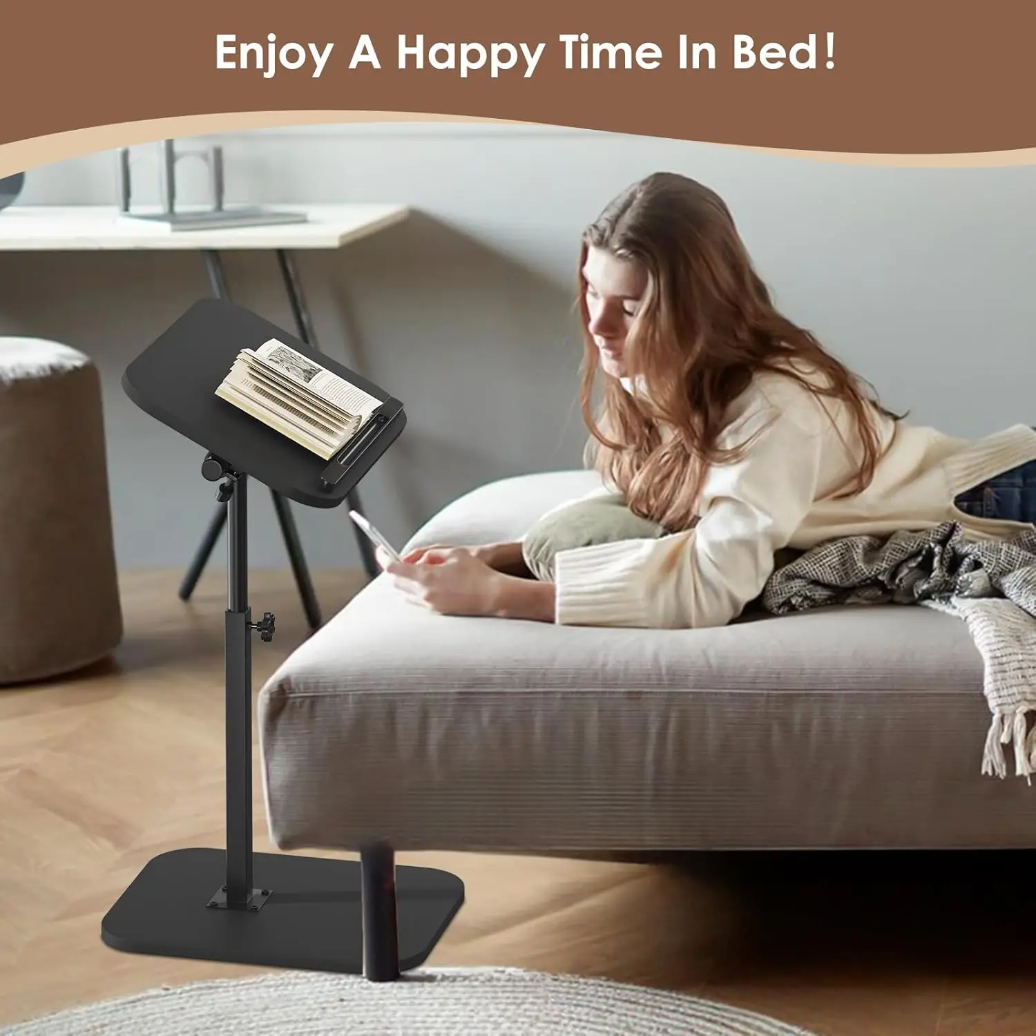 Sofa Couch Arm Table Tv Tray Small Bed Stand C Shaped Side End Tables for Living Room, Bedroom 5