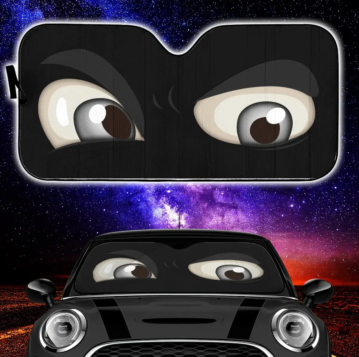 

Black Challenging Cartoon Eyes Car Auto Sun Shades Windshield Accessories Decor Gift