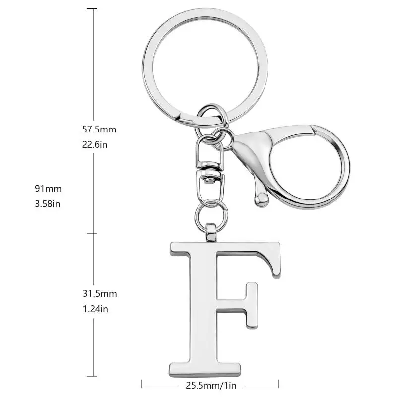 Einfacher Edelstahl A-Z Alphabet Schlüsselanhänger Moderner Minimalistischer Buchstaben-Schlüsselring Rucksackanhänger für Frauen Schmuck Stylistengeschenke – Detail 6