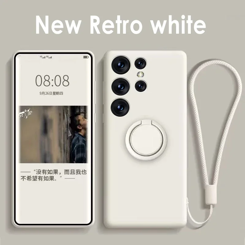 Magnetic Liquid Silicone Phone Case with Ring Holder Strap and Stand Feature