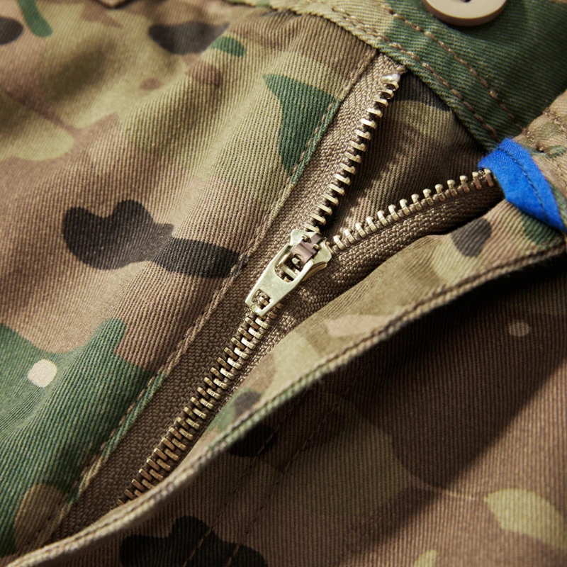 Pantaloni Cargo Mimetici da Uomo con Tasche Multiple, Gamba Dritta e Vestibilità Comoda, Traspiranti e Resistenti all'Usura, per Attività all'Aperto e Uso Quotidiano, 100% Cotone - immagine 5