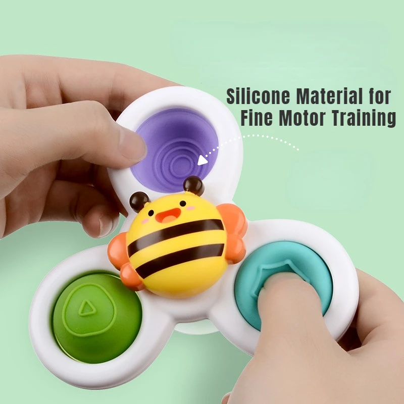 Suction cup spinner toy 3Pcs Suction Cups Spinning Top Toy For Baby Game Infant Teether Relief Stress Educational Rotating Rattle Bath Toys For Children