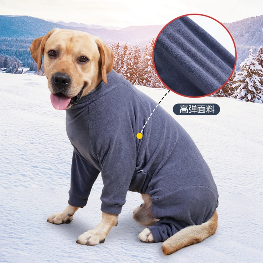 thumbnail image 4 of Abrigos de invierno para perros Mono polar cálido de 4 patas para perros pequeños, medianos y grandes Traje para perros para clima frío Traje de nieve para perros con cubierta de cuerpo completo, 4 of 5