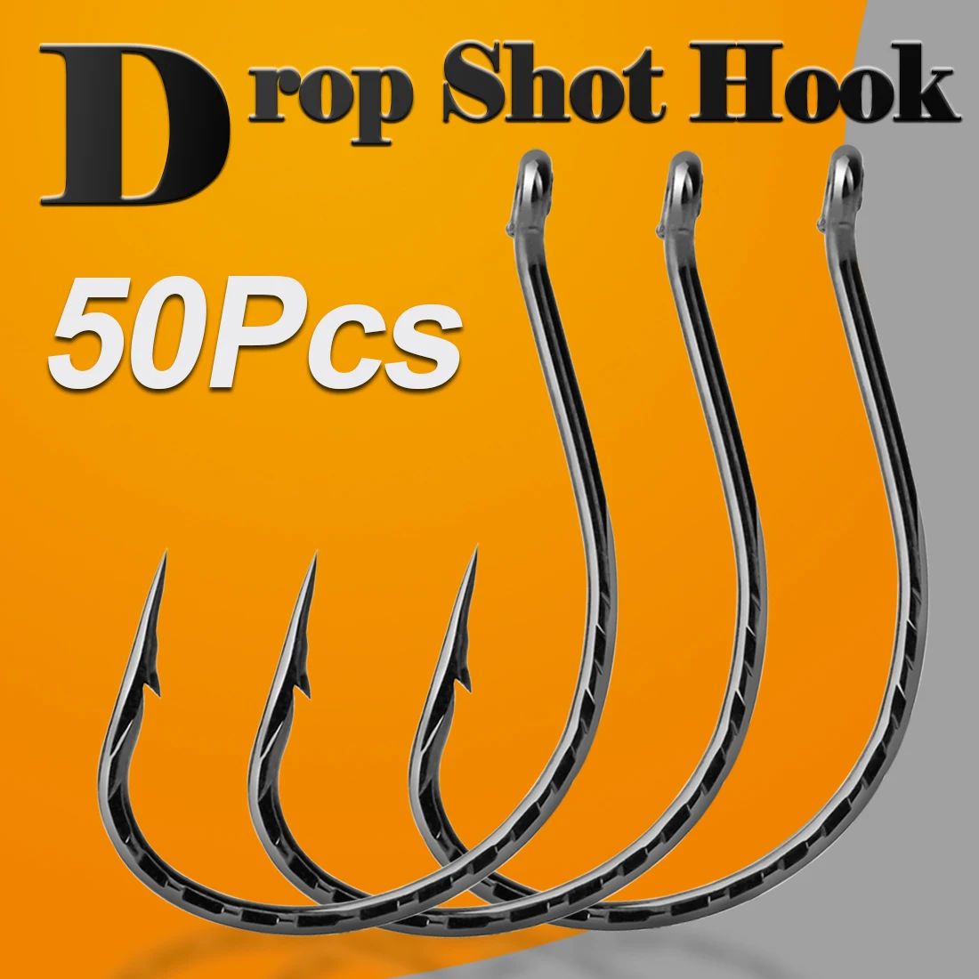 Lot 50 hameçons Drop Shot pêche fraîche - Crochets vers acier carbone pour bass perche silure