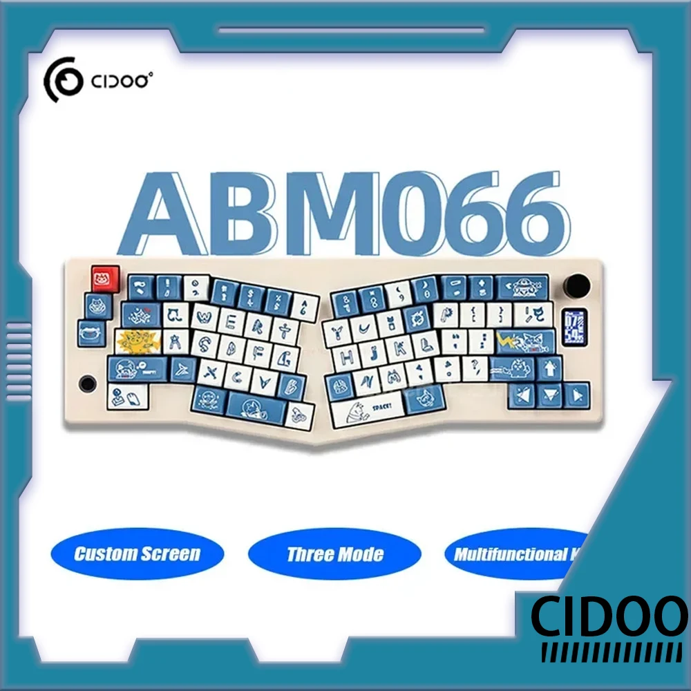 

Cidoo ABM066 Alice Custom Screen Mechanical Keyboard Multifunctional Knob Three Mode Rgb Wireless Gaming Keyboard Gasket Via Mac