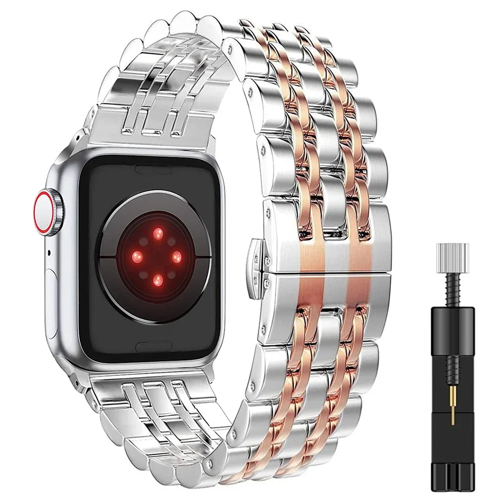 Premium Stainless Steel Metal Watch Strap Replacement Belt, Compatible with Apple Watch