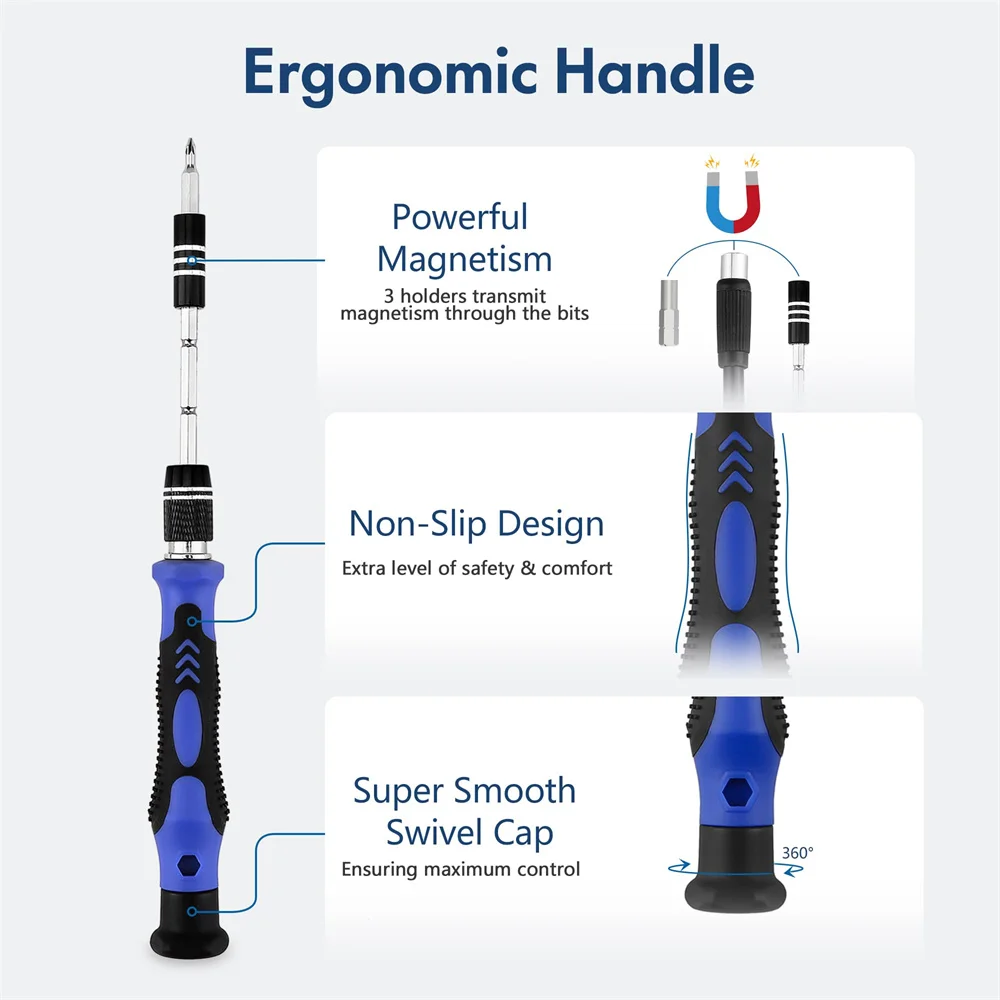 62 in 1 Precision Screwdriver Set Magnetic Driver Kit with Flexible Shaft Torx Phillips Screw Driver Bits for iPhone Xiaomi PS4 image 3