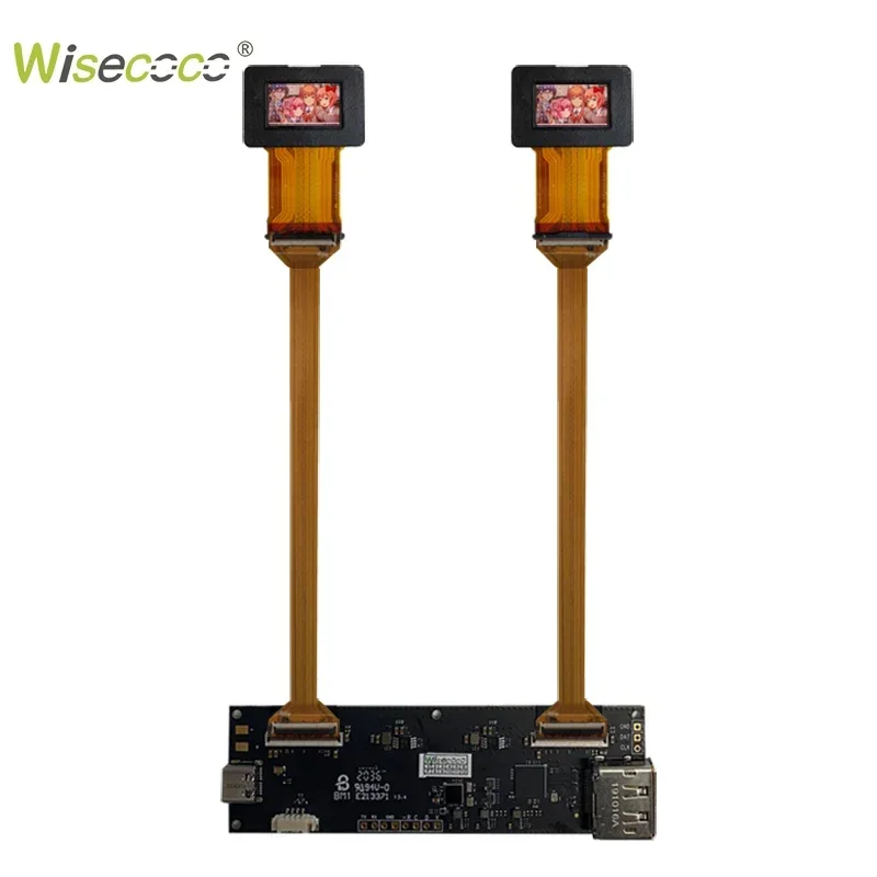 Wisecoco 미니 LVDS 듀얼 AMOLED 디스플레이 500 휘도 DP 컨트롤러 드라이버 보드 로봇 눈, 0.71 인치 1080P OLED 스크린
