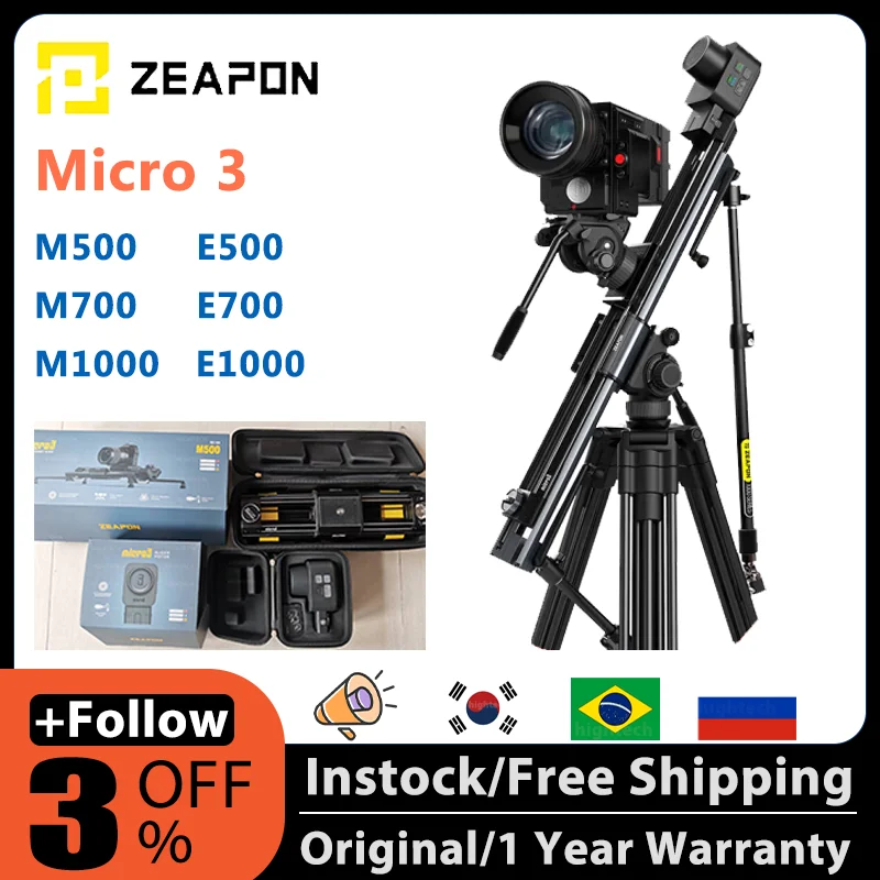 Zeapon Micro 3 E500 E700 E1000 M500 700 1000 Motorized Slider DSLR Camera Video Double Distance Portable Rail System PS-E1 PD-E1