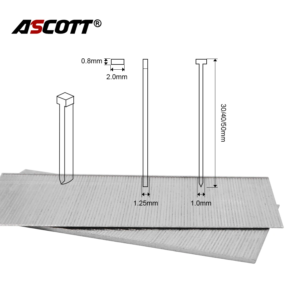 1000Pcs Staple Pins for F50B Framing Nailer F50 Nail Gun Pins 50mm Brad Nails Pins for Air Nailer Sofa Nails 5