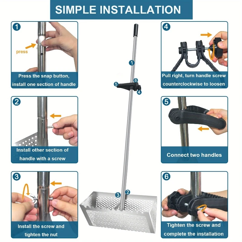 Discover Beach combing Companion Stainless Steel Shark Tooth Sifter With Collapsible Design Anti Rust Metal Spade For Digging 3