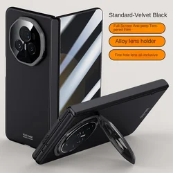 Ultimate Privacy Tempered Glass Protective Case with Spring Hinge and Camera Shield for Honor Magic V3 (Black Privacy Glass)
