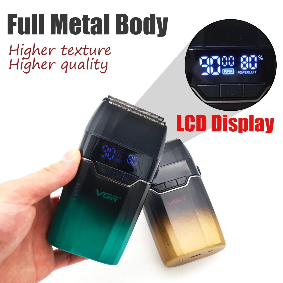 VGR V308 أداة تهذيب اللحية للرجال مزدوجة احباط كام...