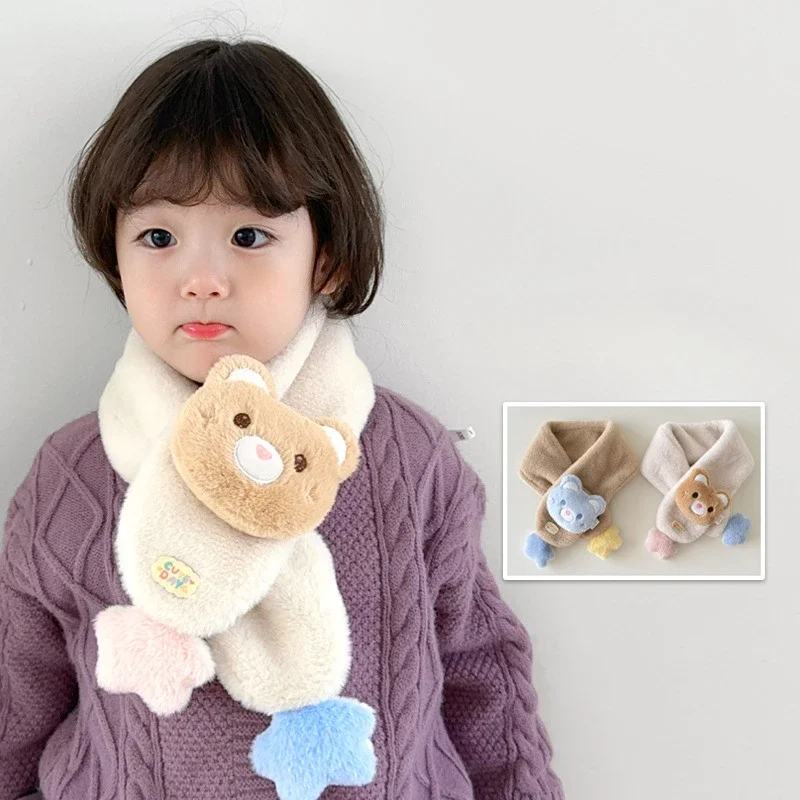 Children's Scarf Cute Cartoon Plush Scarf Winter Warm Thicken Baby Boys Girls Windproof Neck Protection Scarves