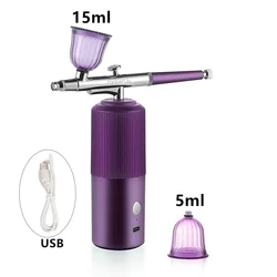 Compact 0.3mm Pink Airbrush Kit with Mini Air Compressor for Art and Craft Projects (Purple)