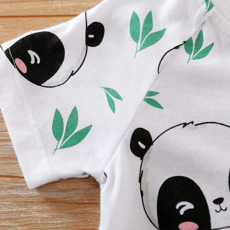 Newborn Clothes Cute Cartoon Panda Printed Cotton Comfortable And Soft Summer Boys And Girls 0-18 Short Sleeved Baby Jumpsuit baby rompers baby jumpsuit cotton jumpsuit baby clothing