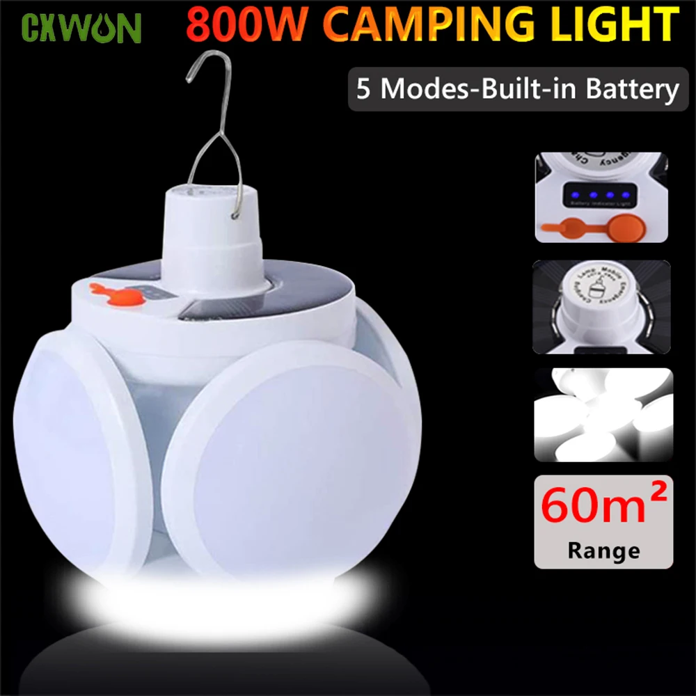 Solar LED Bulb Lamp USB Charging Rechargeable Night Light Outdoor Camping Lamps Emergency Lights Home Portable Searchlights elliptical starry sky light 5w sound control led star night light with remote usb charging projection lamp for home party disco