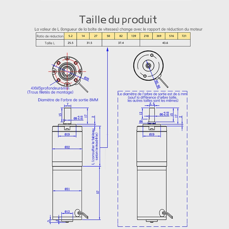 Moteur à Courant Continu 12 V, 50 MA, 5 U/min, 31 Kg-couple Maximum