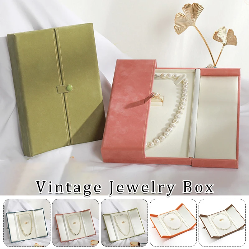 European Style Snap Pearl Pendant Necklce Box Gift Box Velvet Necklace Packaging Box Jewelry Storage Organizer Display