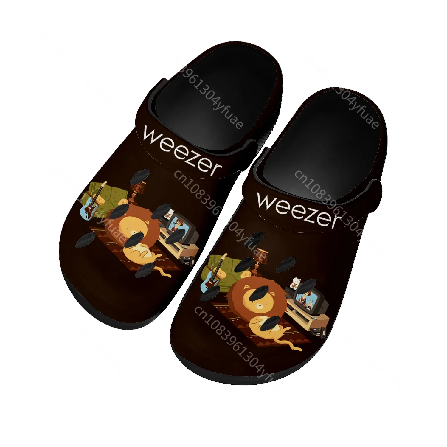 Weezer Pop Rock Band Home Clogs Custom Water Shoes Mens Womens Teenager Shoe Garden Clog Breathable Beach Hole Slippers Black
