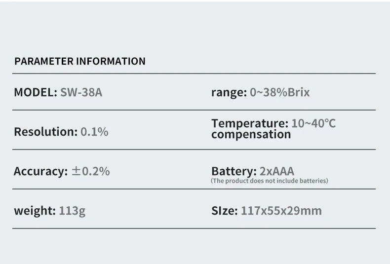 SWEVY SW38A LCD Digital Refraktometer Brix Meter Fruchtsaft Getränke ATC Zuckergehalt Messgerät 0-38% Saccharometer – Detail 1
