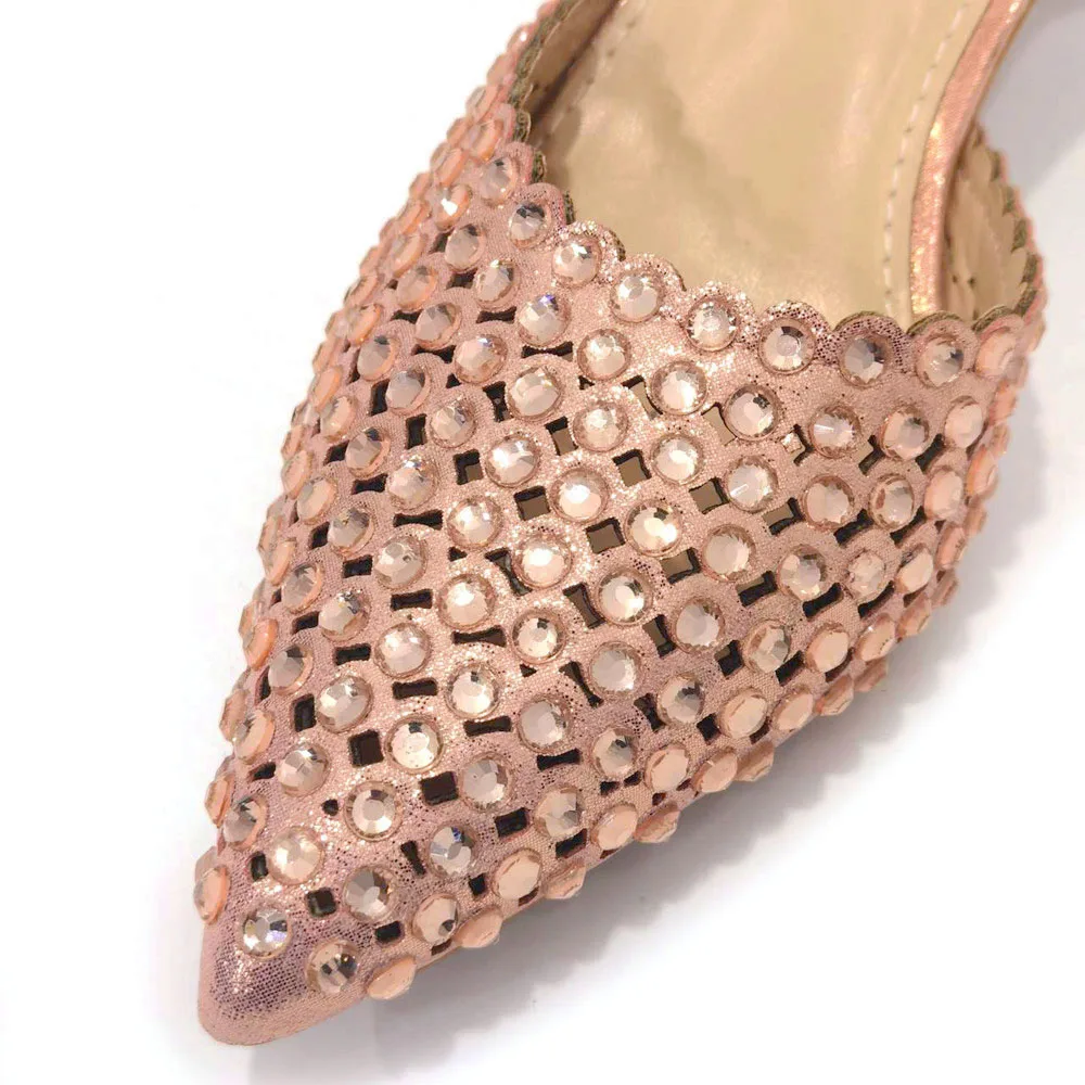 Italian Match Shoes and Bag Set The Champagne Color Italy Shoe and Bag Set Decorated with Rhinestone African Women Italian