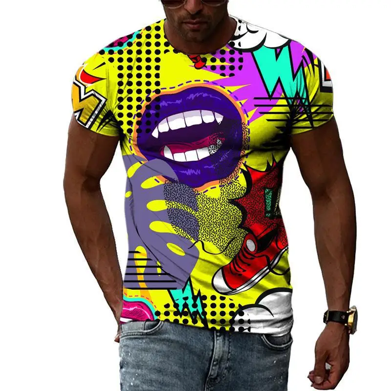Mens Casual Short Sleeve 3D Print T Shirt