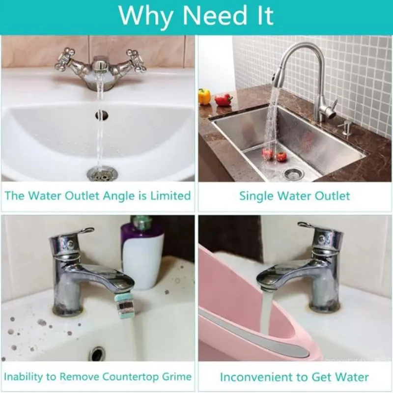 faucet extender A Set Plastic Faucet Extenders 1080&deg; Rotation Rotating Robot Arm Two Water Modes Kitchen Bathroom
