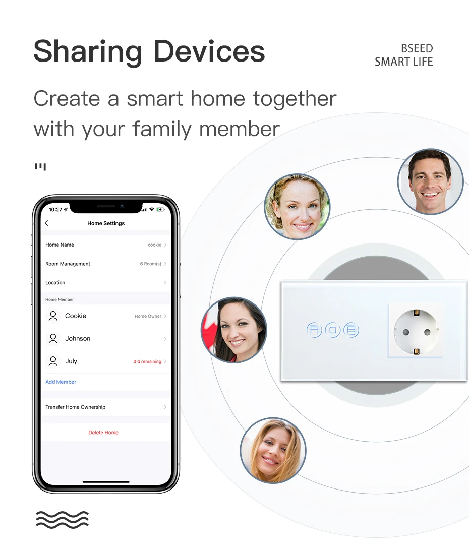 bseed wi fi interruptor do obturador de rolo toque inteligente sem fio cortinas interruptor tuya alexa controle com tomada parede padrão da ue sem
