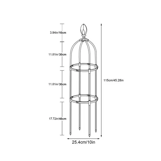 Kert Obeliszk Fém Rácsos 3 Méret Pe Bevonat Acél Virág Tartó Mászó Növények 10 Hüvelyk Átmérőjű Keret Ketrechez - Image 6