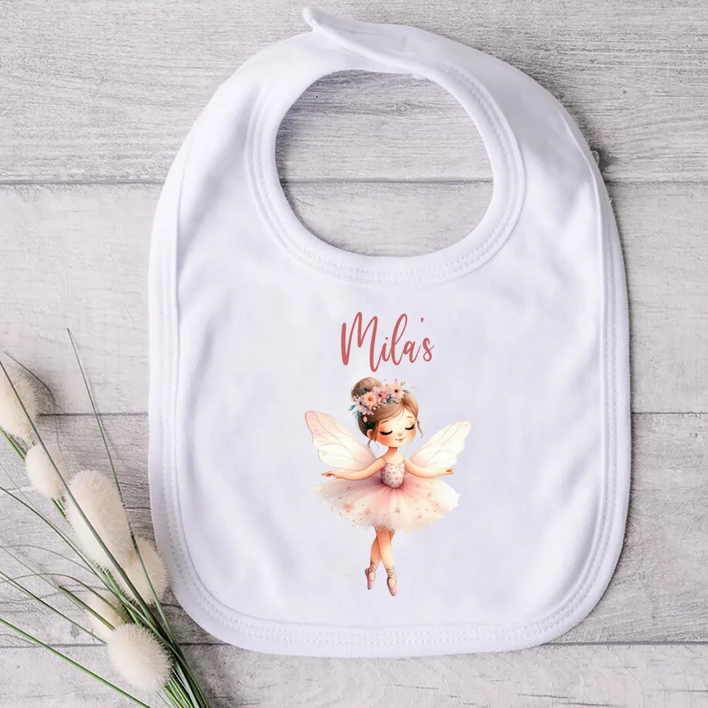 Personalized Baby Bibs Custom Name Boy Girl Cotton Bib Unicorn Bear Fairy Print Newborn Saliva Towel Infant Birthday Shower Gift 6