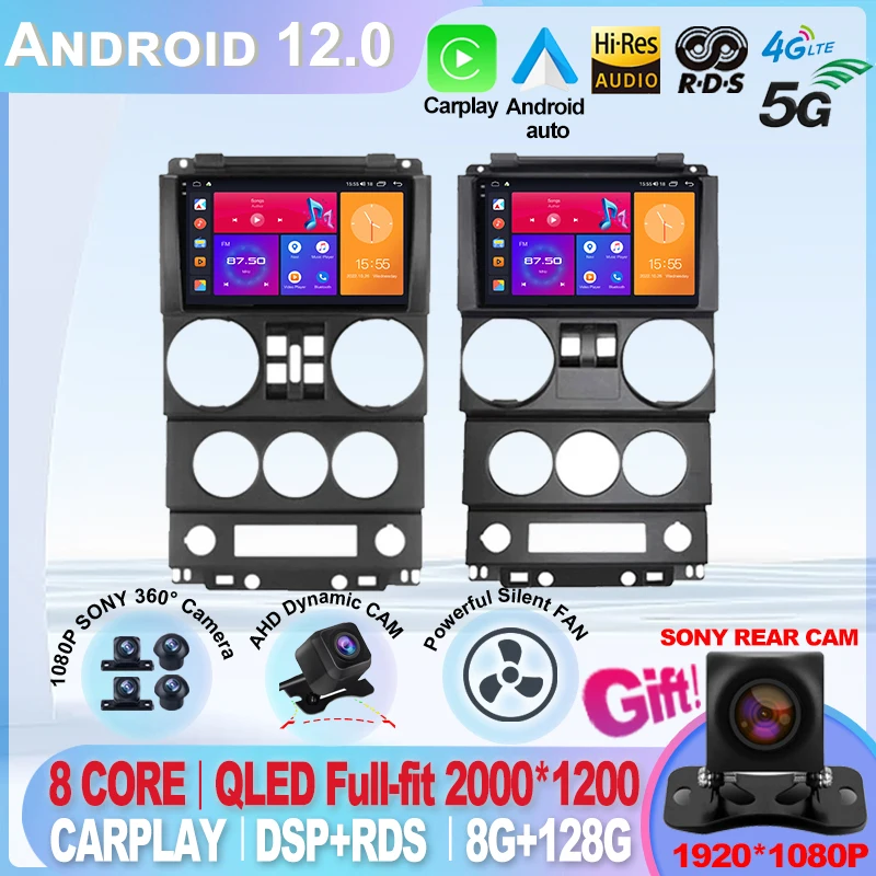 Radio Multimedia con GPS para coche, reproductor con Android, Carplay