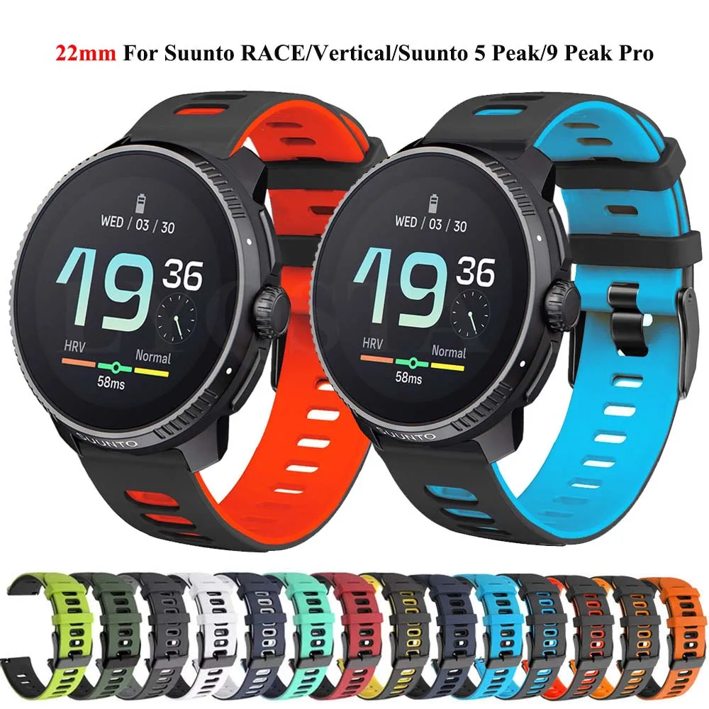 Nuovo Cinturino In Silicone Da 22Mm Per Suunto Race Suunto Vertical 5 9 Peak Pro Cinturino Di Ricambio Smartwatch Braccialetto Correa