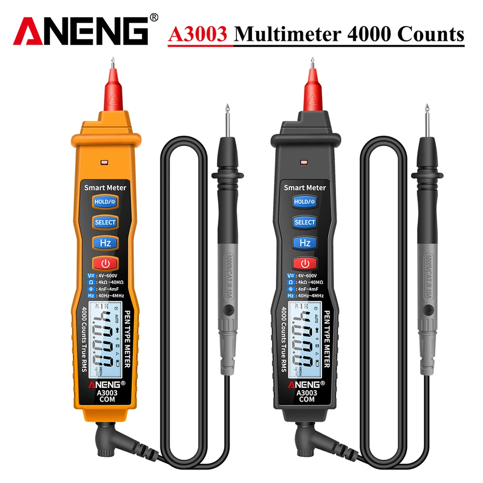 Aneng A3003 Testeur électrique Stylo 4-600v Ac / dc Détecteur de tension  sans contact Multimètre Circuit 4000 Comptes Breaker Finder Outil