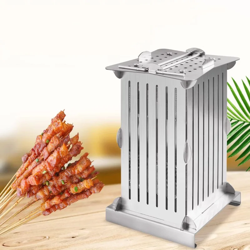 Stainless Steel 49 Holes Meat Skewer Kebab Maker Manual Small Lamb Skewers Machine Barbecue Stringer Kitchen Tool 4