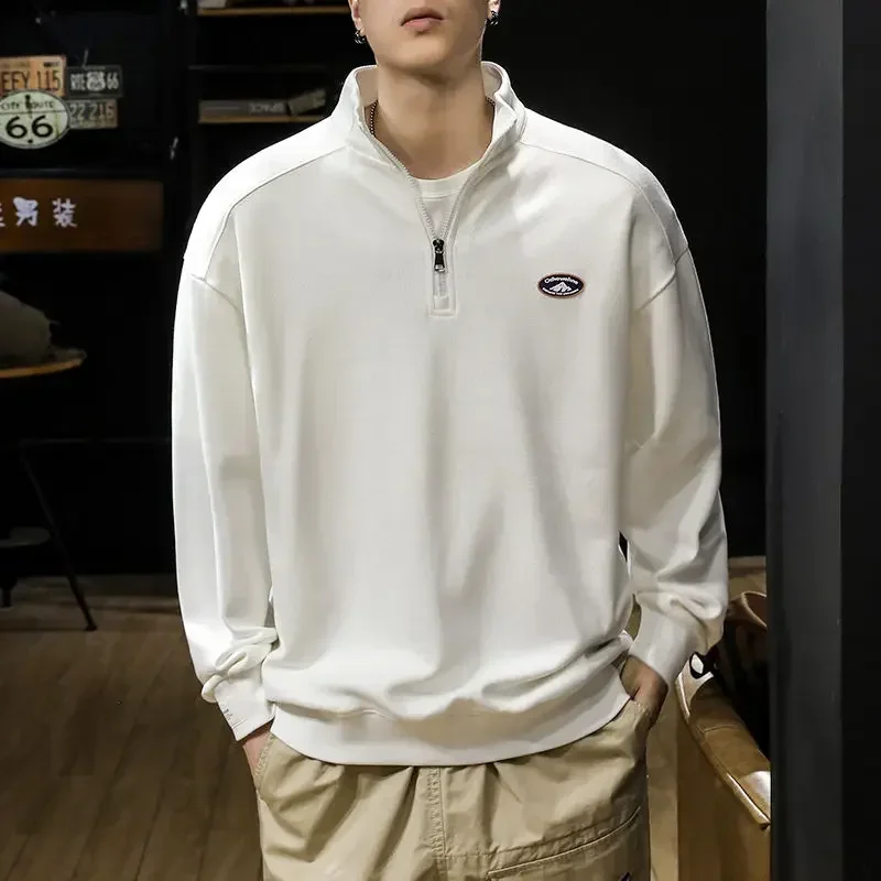 

T Polo Shirt for Man Sweatshirts Men's Clothing Graphic Top Baggy Black Long Sleeve High Brand Fashion Trends 2023 Size Original