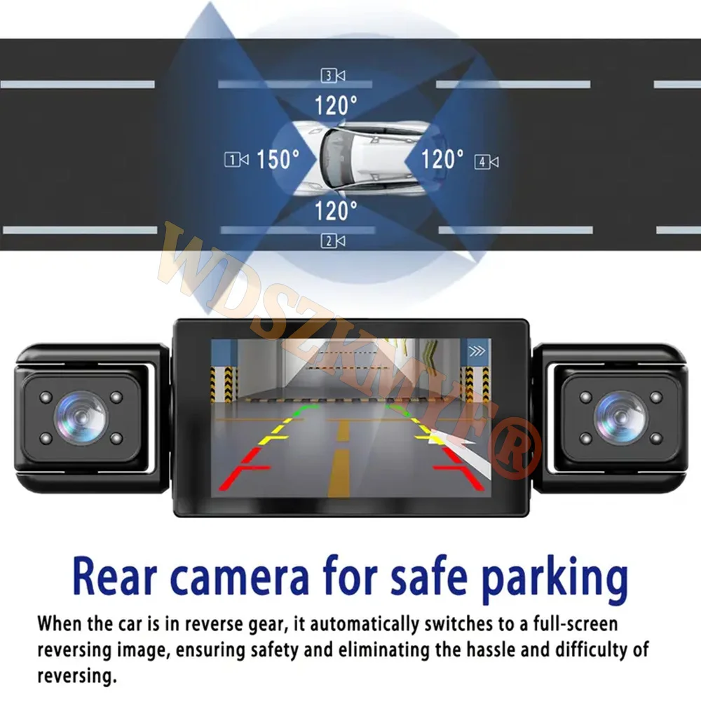 NEW 360° Car Camera 3/4Lens HD Dash Cam Car recording camera Car DVR Front RearView Camera Night Vision Car Accessories