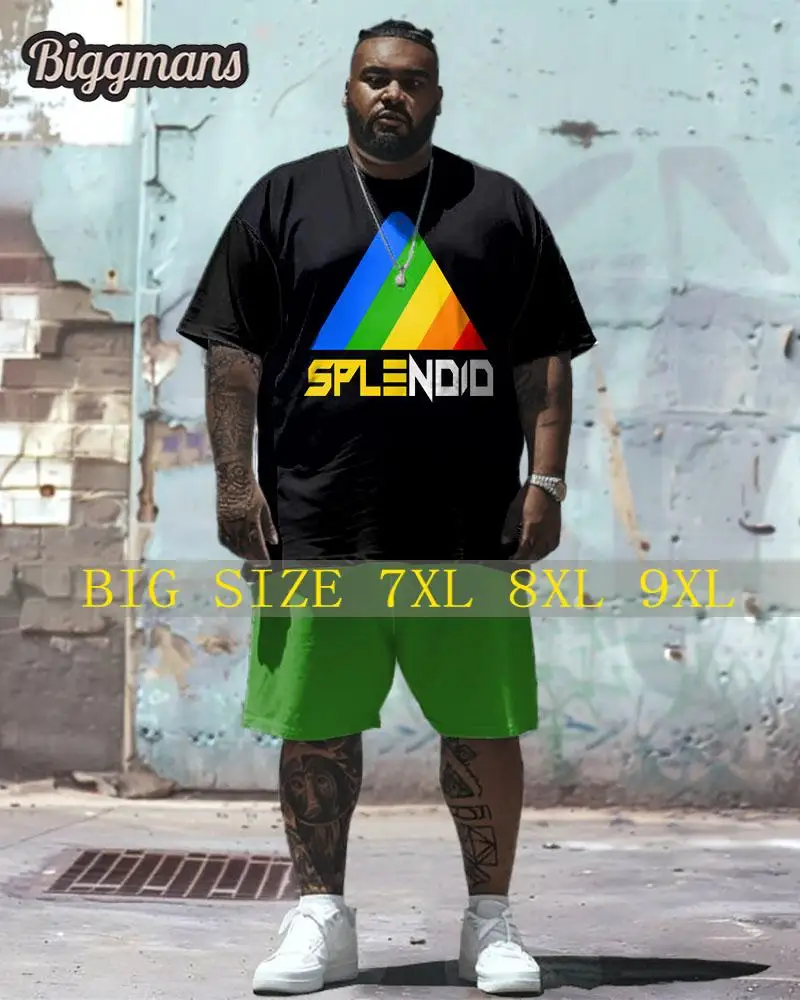 

Biggmans T-Shirt Plus Size Set L-9Xl for Summer Clothing Oversize Suit Men's Large Block Street Short Shirt Shorts 7XL 8XL 9XL