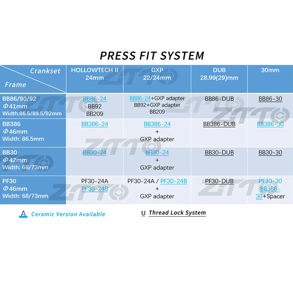 ZTTO PF30 DUB Bottom Bracket MTB Road Bike, DUB 28.99mm Central Movement Press Fit Thread Lock BB For 68 73mm 46mm Frame Shell - Image 3