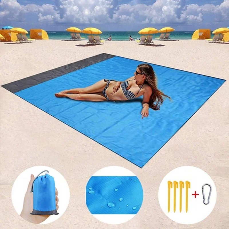 

200x210cm Pocket Picnic Waterproof Beach Mat Sand Free Blanket Camping Outdoor Picknick Tent Folding Cover Bedding