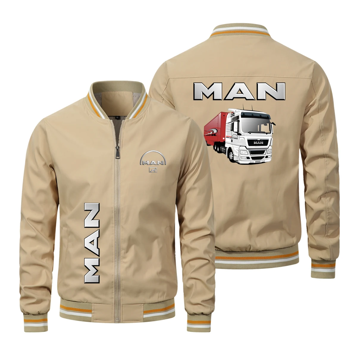 2024 Men's Zip Jacket MAN Trucks Logo Printed Jacket Spring and Autumn Fashion Slim Jacket Men's Casual Motorcycle Riding Jacket 4