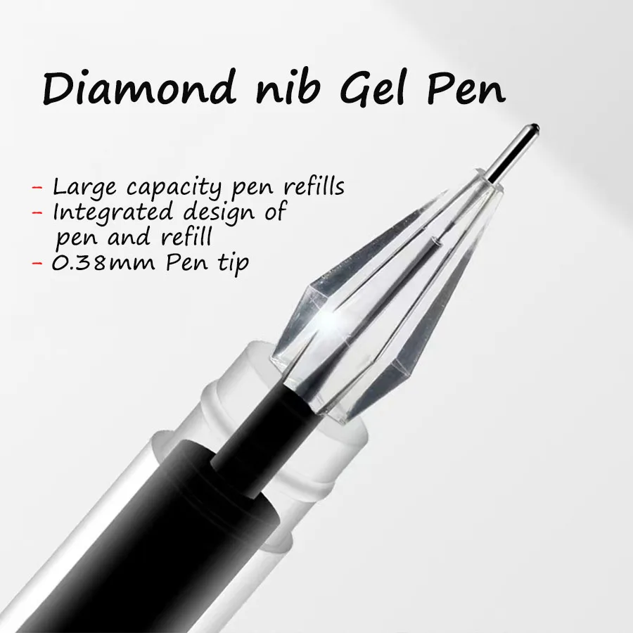 3pcs/mix Diamond tip Gel Pen Fine 0.38mm Large-capacity Black/Blue/Red ink Exam Signing Writing School Office Supplie Stationery 2