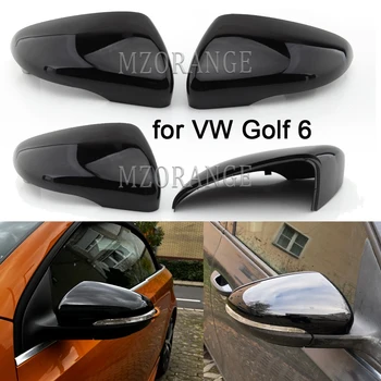 VW 골프 6 MK6 GTI 2009-2014 용 사이드 미러 커버 캡, 백미러 하우징 커버 케이스 도구, 블랙 액세서리
