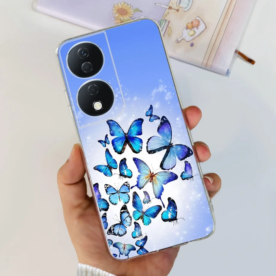 Фото Для Honor X7b чехол CLK-LX1 CLK-LX2 CLK-LX3 Funda Fashion Flower Soft Silicone Back Cover Phone Чехол для Honor X7B 5G X 7B бампер №2